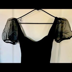 Ribbed unitard with cutest tulle sleeves